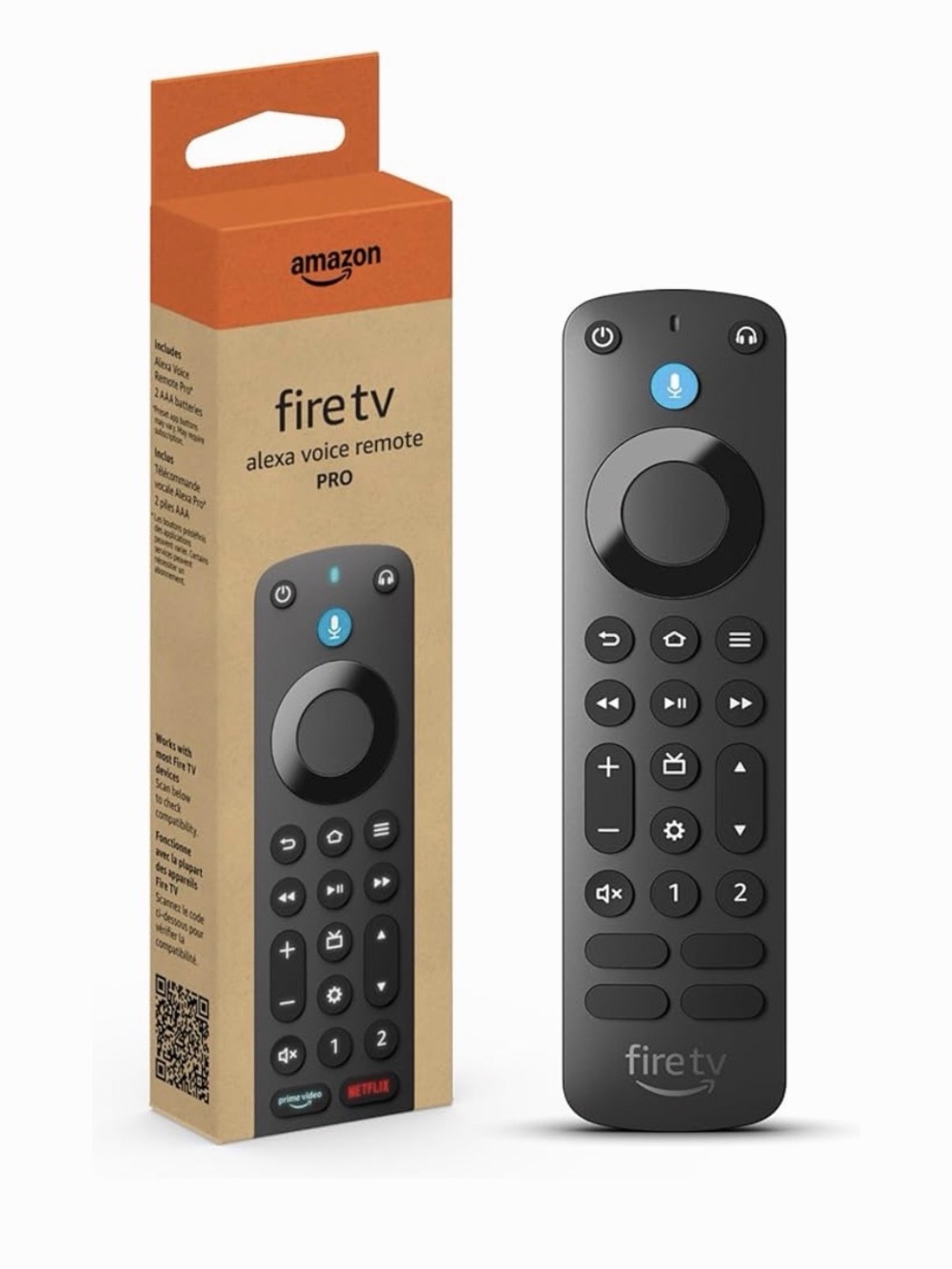 Amazon Fire TV Alexa Voice Remote Pro - Black with Blue Voice Button